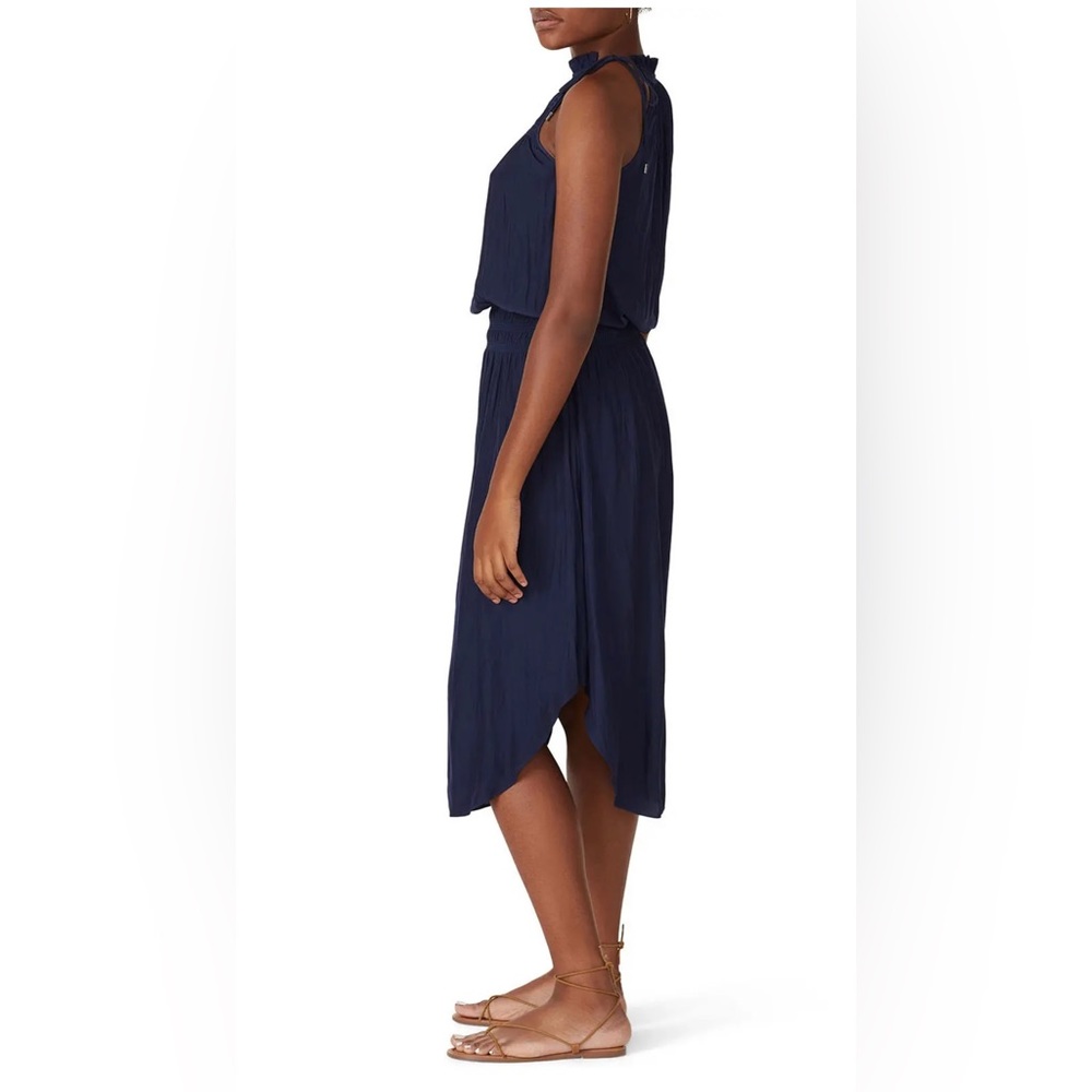 Ramy Brook Carlie Smocked-Waist Midi Dress ~ XS ~ Spring Navy Blue - Picture 9 of 12